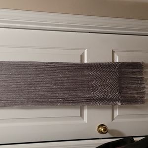 Silver Metallic Scarf with Fringe